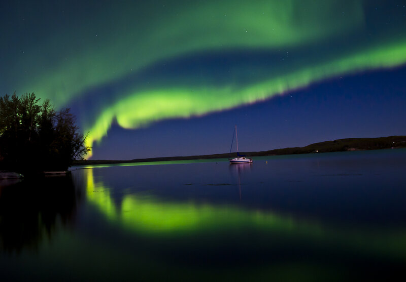 Sailboat under Aurora