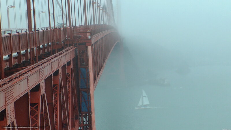 Sailboat under Bridge — Red