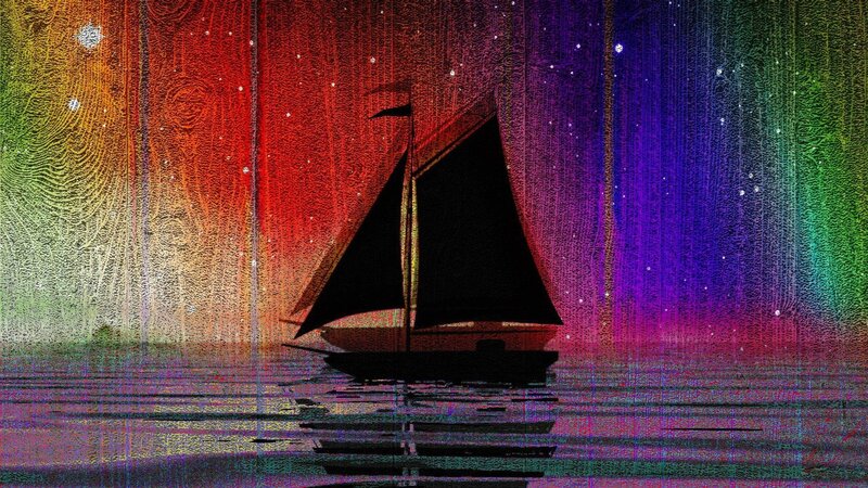 sailboat under colorful sky