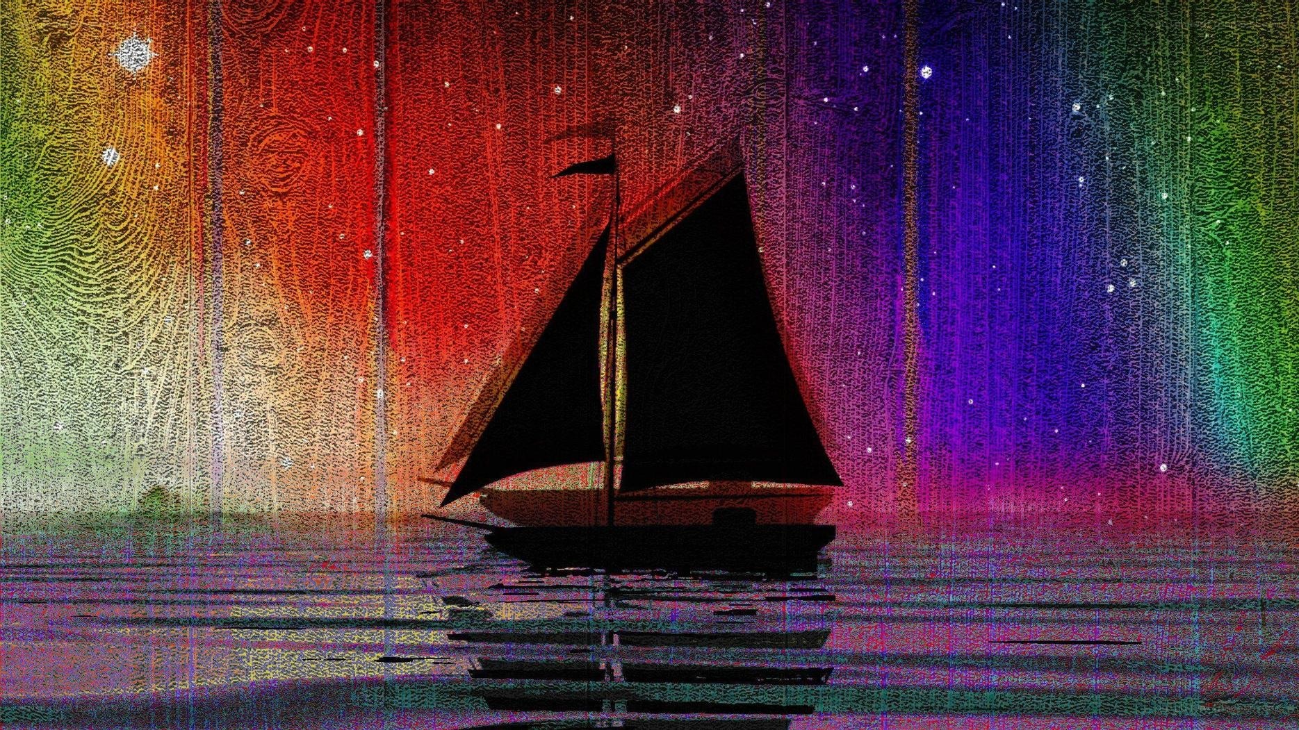 sailboat under colorful sky