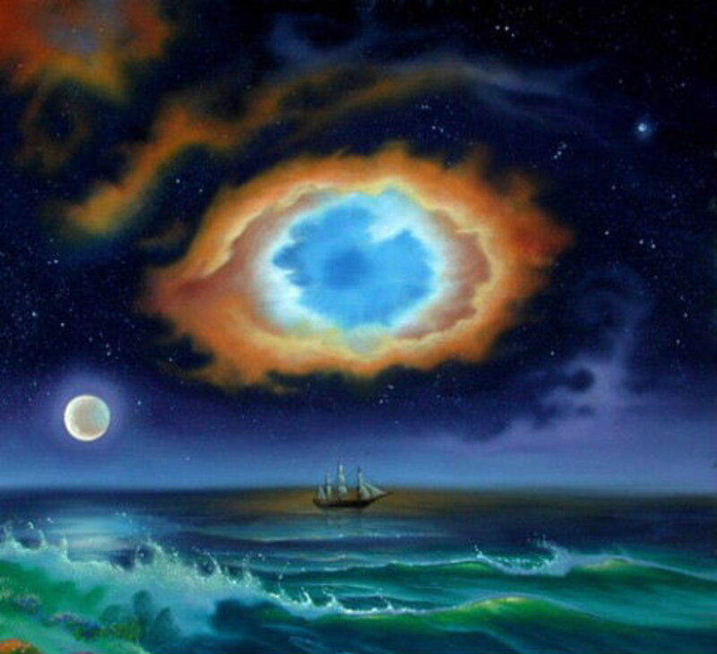 Sailboat under cosmic eye
