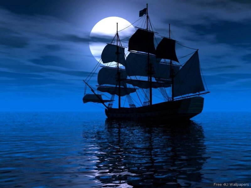 sailboat under full moon