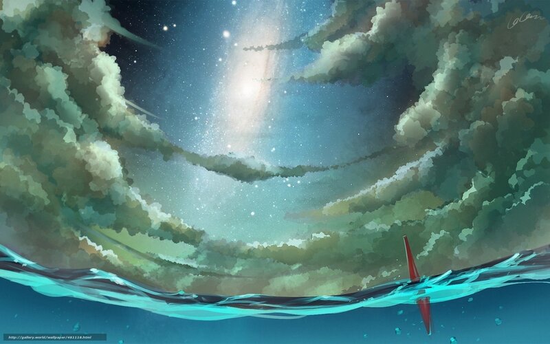 Sailboat under Galaxy
