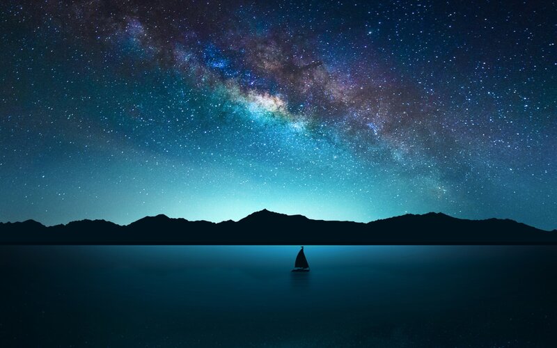 Sailboat under Milky Way