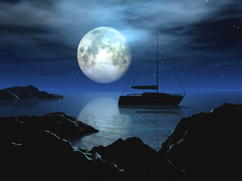 Sailboat under Moon