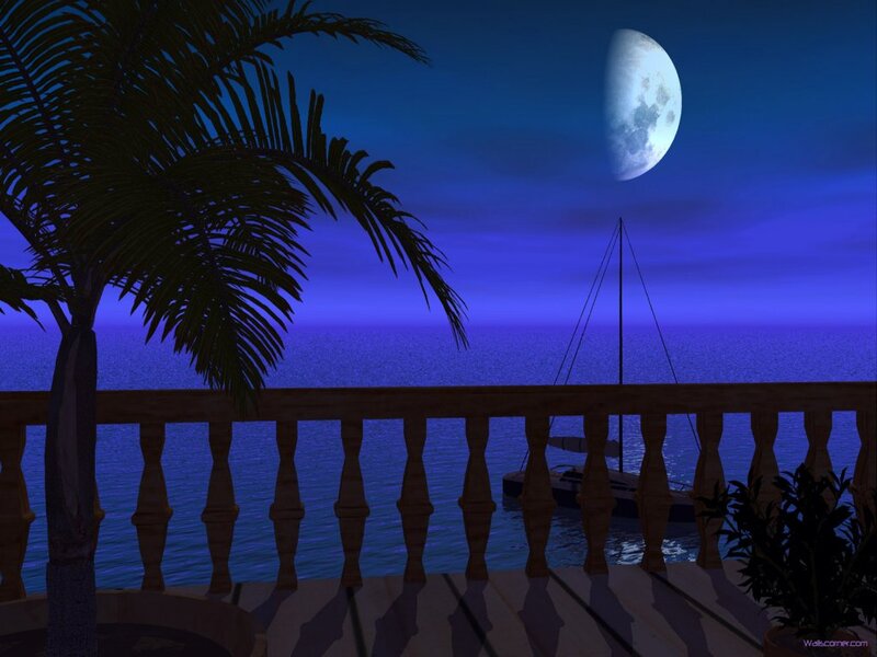 Sailboat under Moonlight — Blue