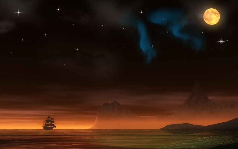 sailboat under moonlit sky