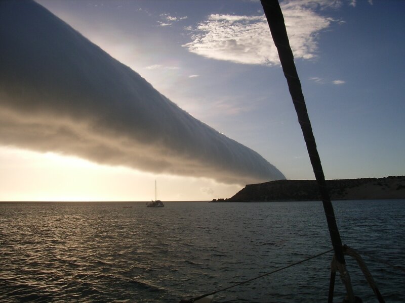 Sailboat under Storm Cloud — Blue