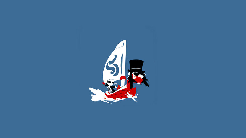 sailboat with cartoon characters