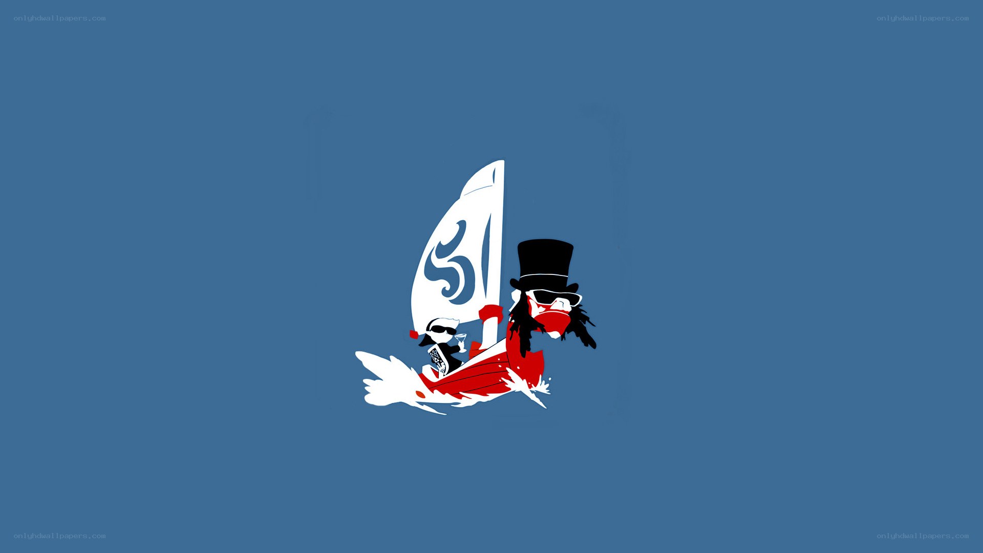 sailboat with cartoon characters