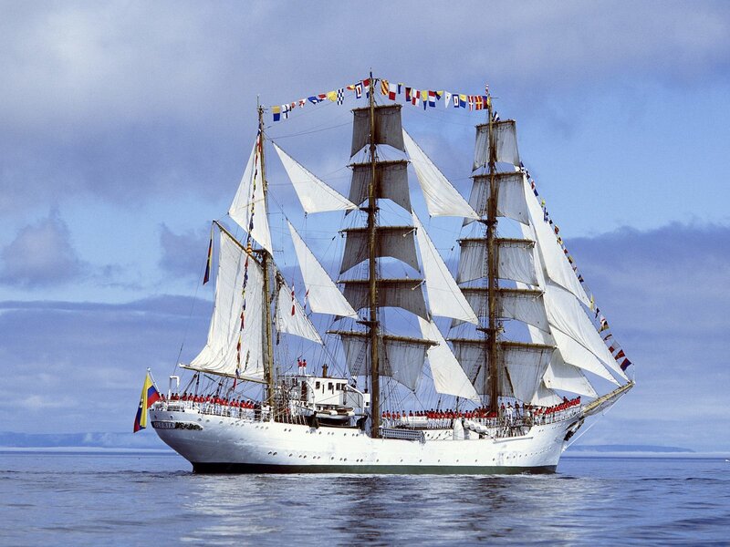 Sailboat with Crew — White, Serene, Afternoon, Photograph