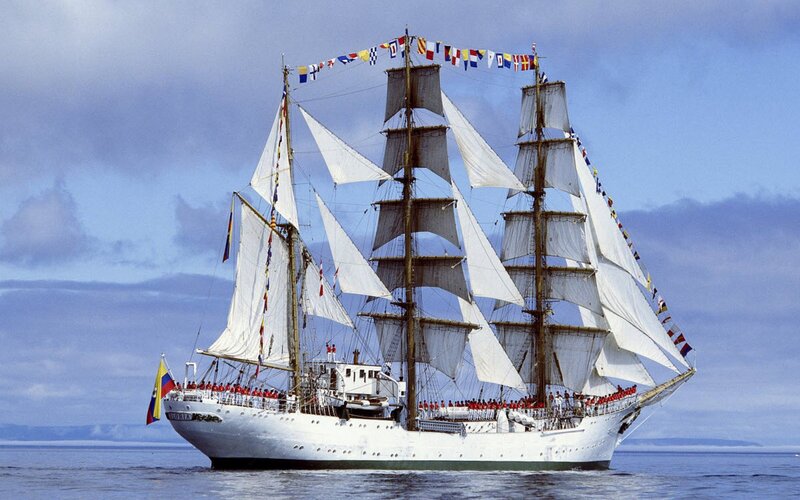 Sailboat with Crew — White