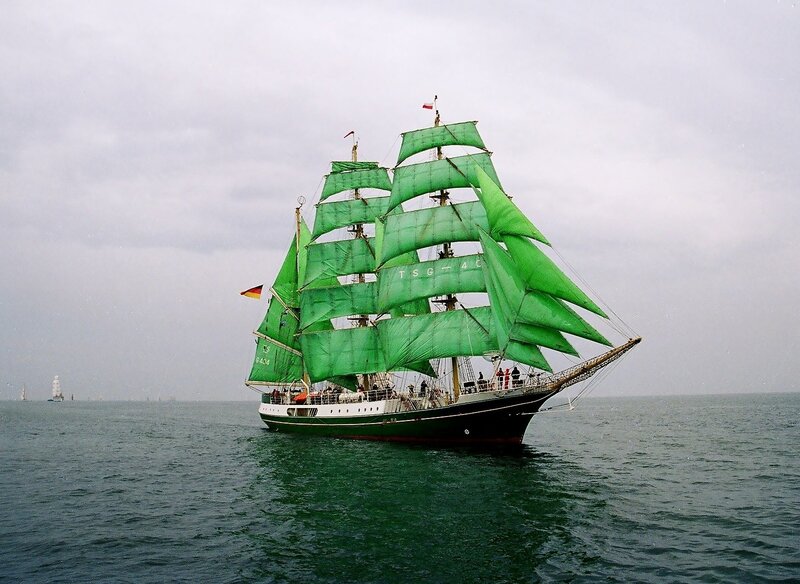 Sailboat with Green Sails