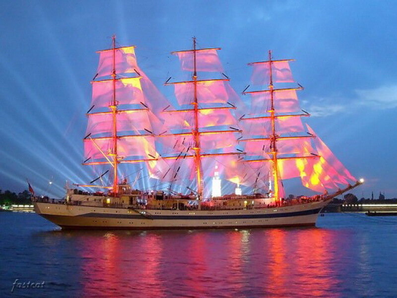 Sailboat with Illuminated Sails