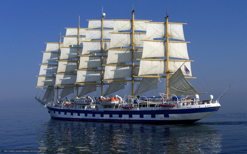 Sailboat with Multiple Masts — Blue, Serene, Afternoon