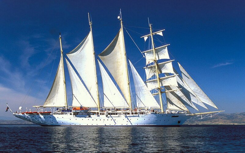 Sailboat with multiple sails