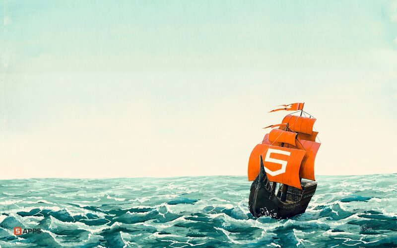 Sailboat with number five