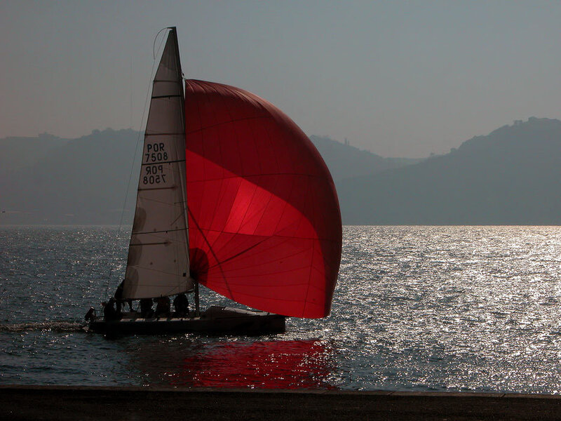 Sailboat with Red Sail