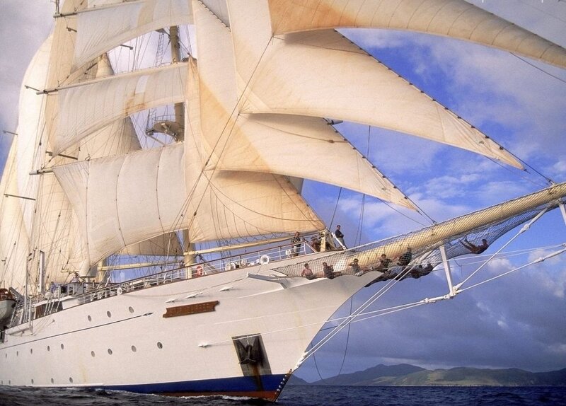 Sailboat with Sails — White
