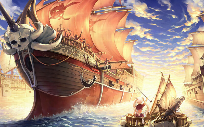 Sailboat with Skull Figurehead