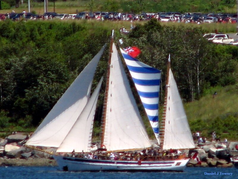 Sailboat with striped flag
