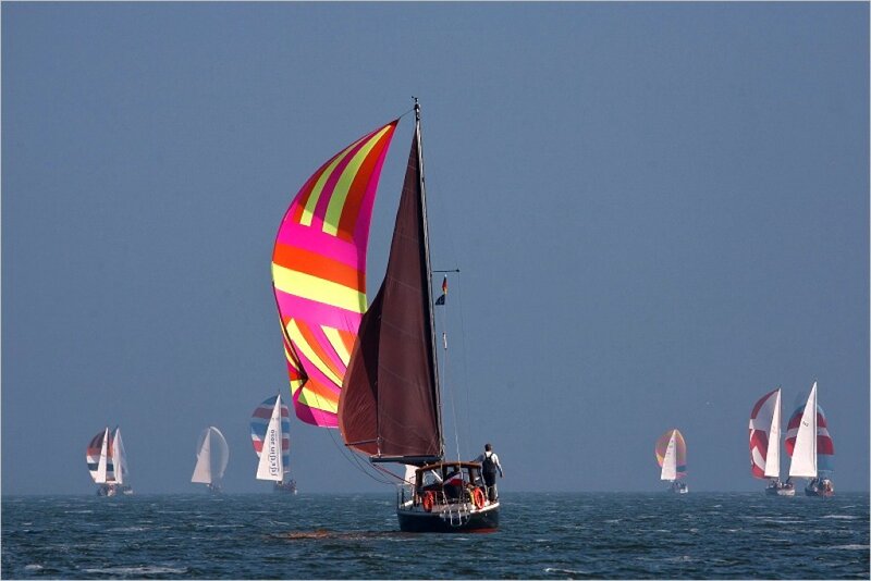 Sailboat with Striped Sail