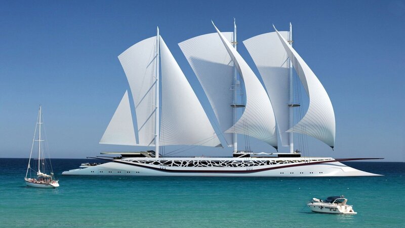 Sailboat with White Sails — Serene, Afternoon, 3d Render