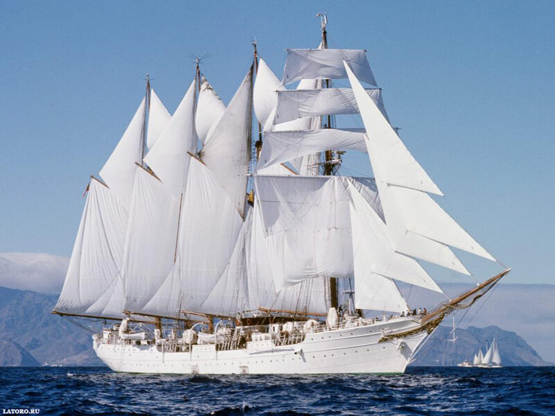 Sailboat with White Sails — Serene, Afternoon, Photograph