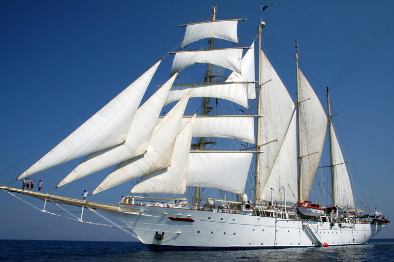 Sailboat with White Sails — Serene