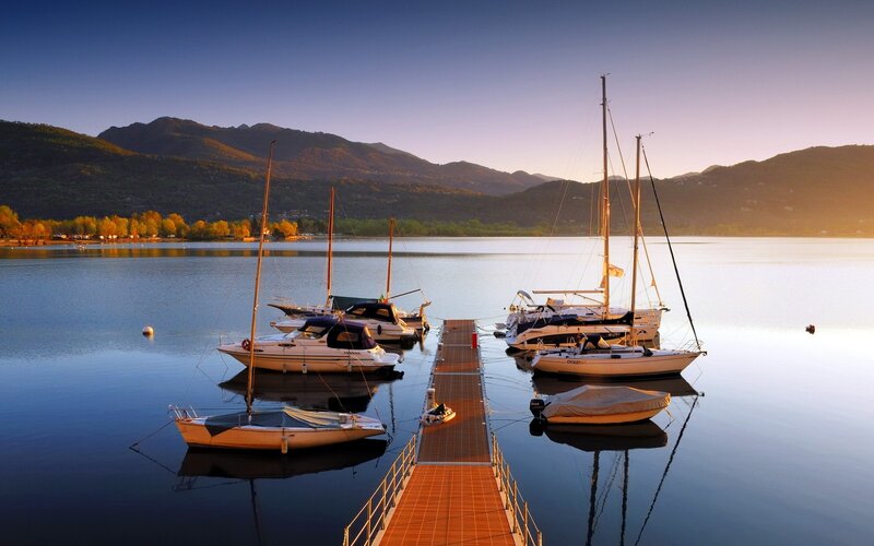 Sailboats at a Marina — Blue
