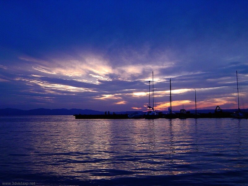 Sailboats at Dusk — Blue