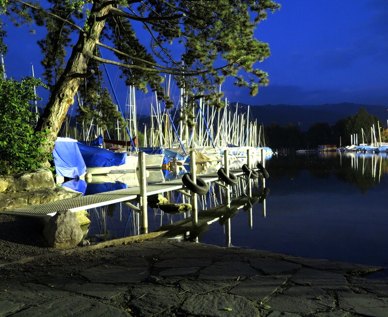Sailboats at Marina — Blue