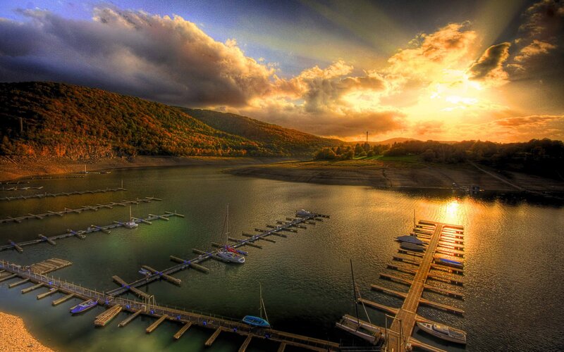 Sailboats at Marina — Gold