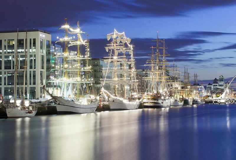 Sailboats at Night — Blue