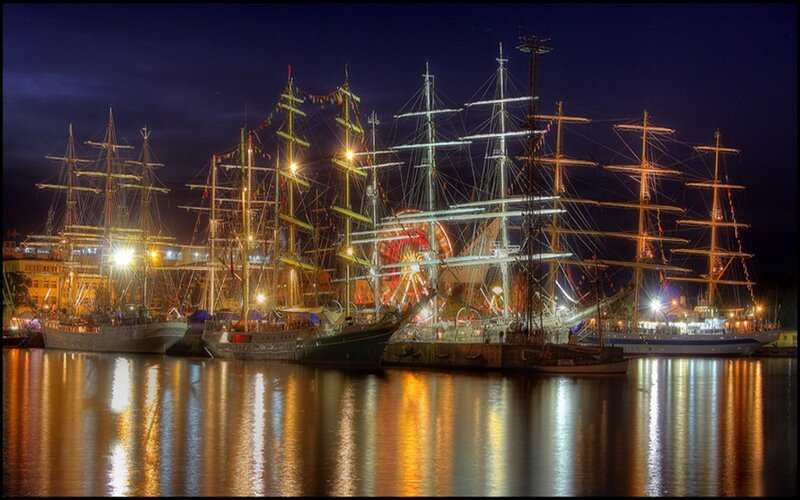 Sailboats at Night