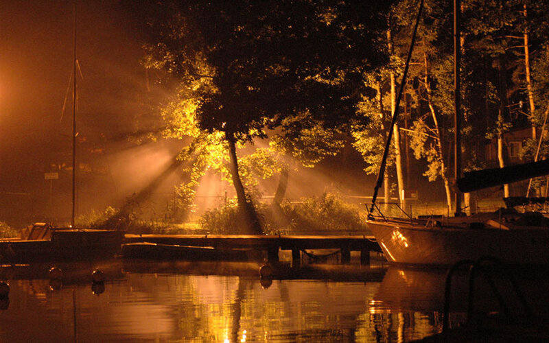 Sailboats at Night — Yellow