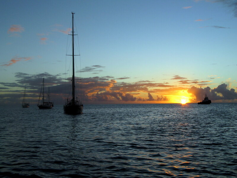Sailboats at Sunset — Blue, Serene, Photograph