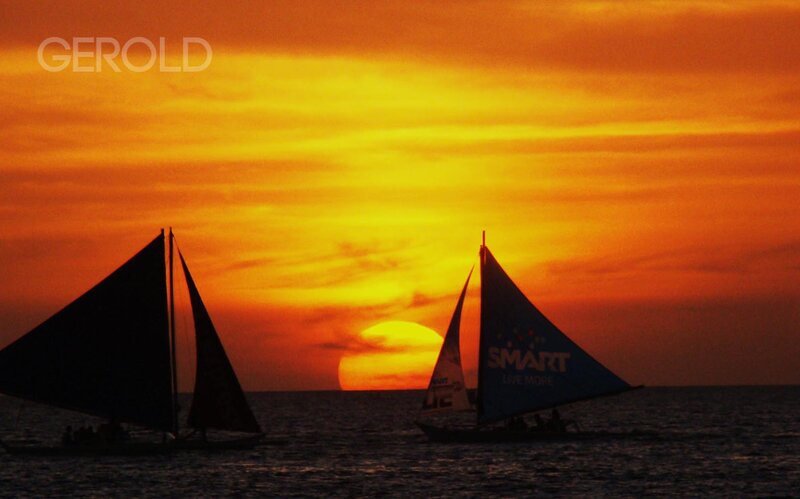 Sailboats at Sunset — Orange, Dramatic, Photograph, Sun, Ocean, Sky