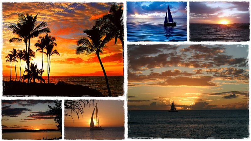 Sailboats at Sunset — Orange, Serene