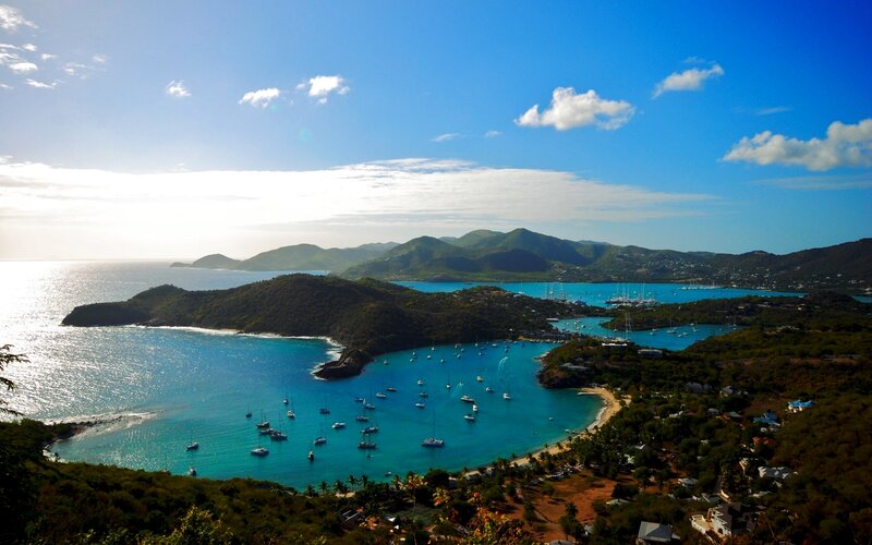 Sailboats in a Bay — Blue, Serene, Afternoon, Photograph