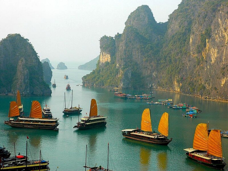 Sailboats in a Bay — Green