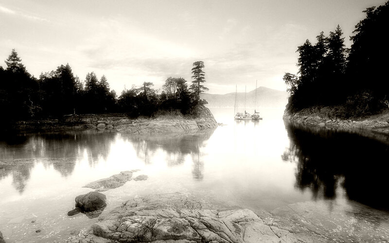 Sailboats in a calm bay