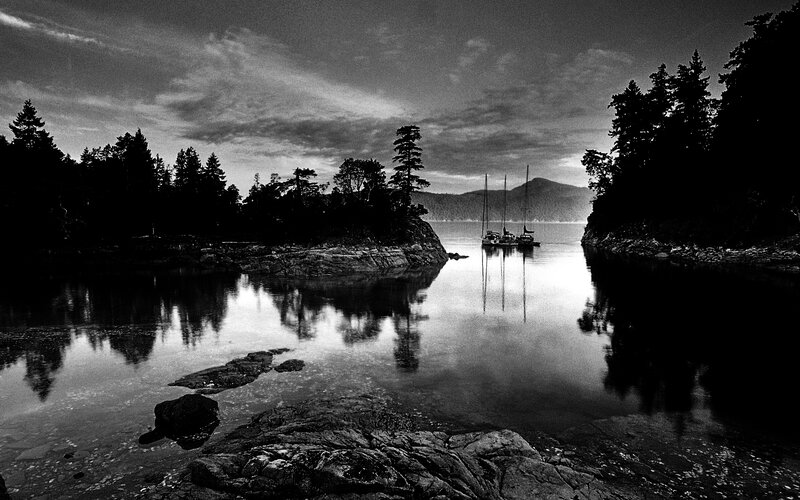 Sailboats in a calm bay