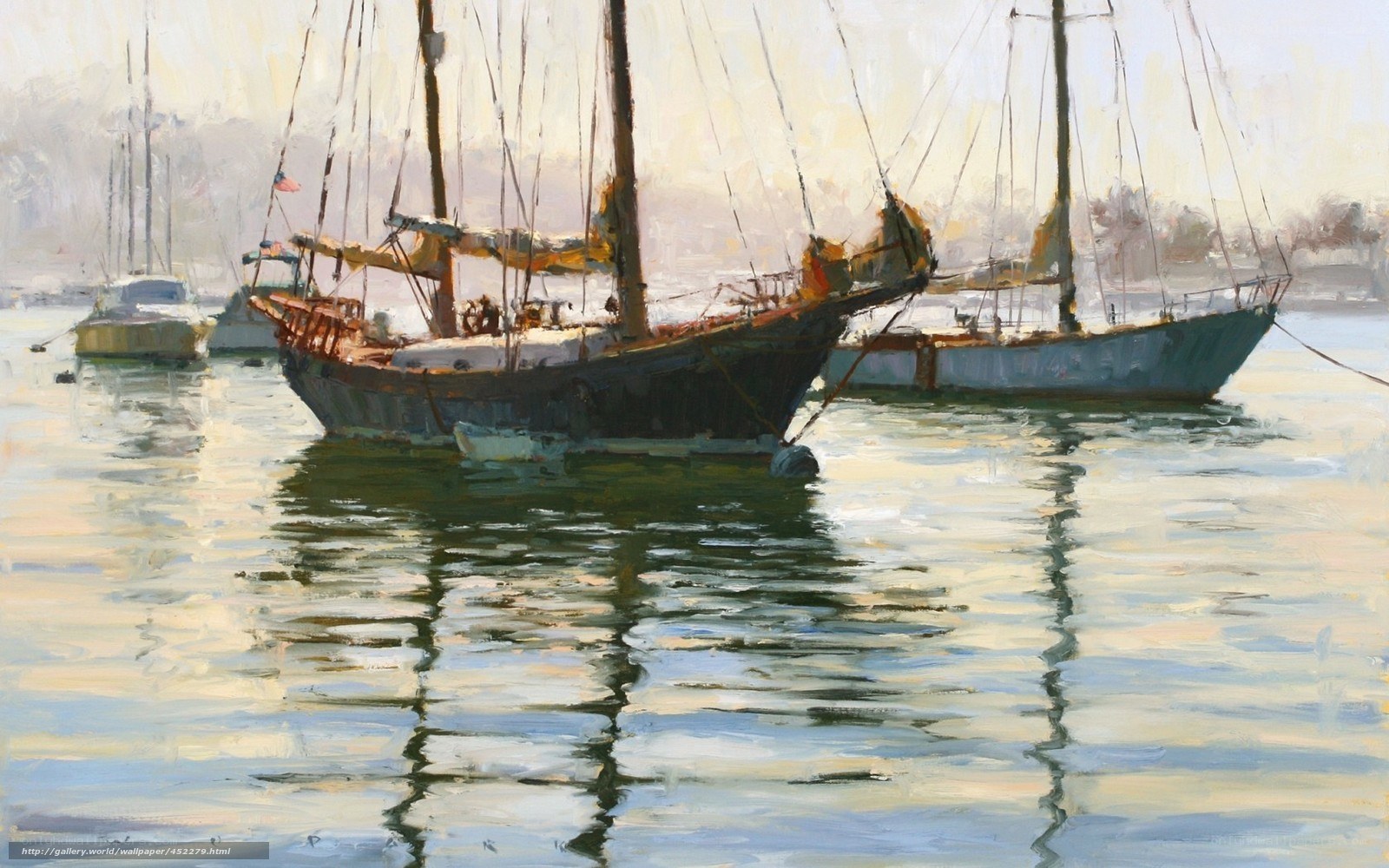 Sailboats in a calm harbor
