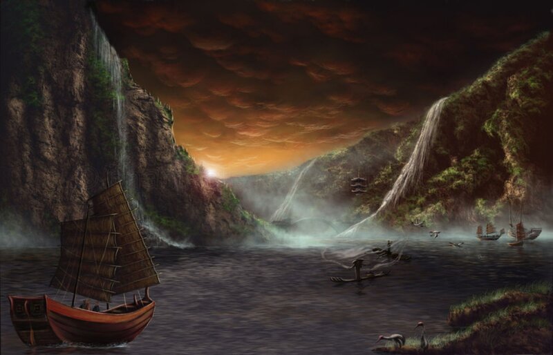 Sailboats in a Canyon