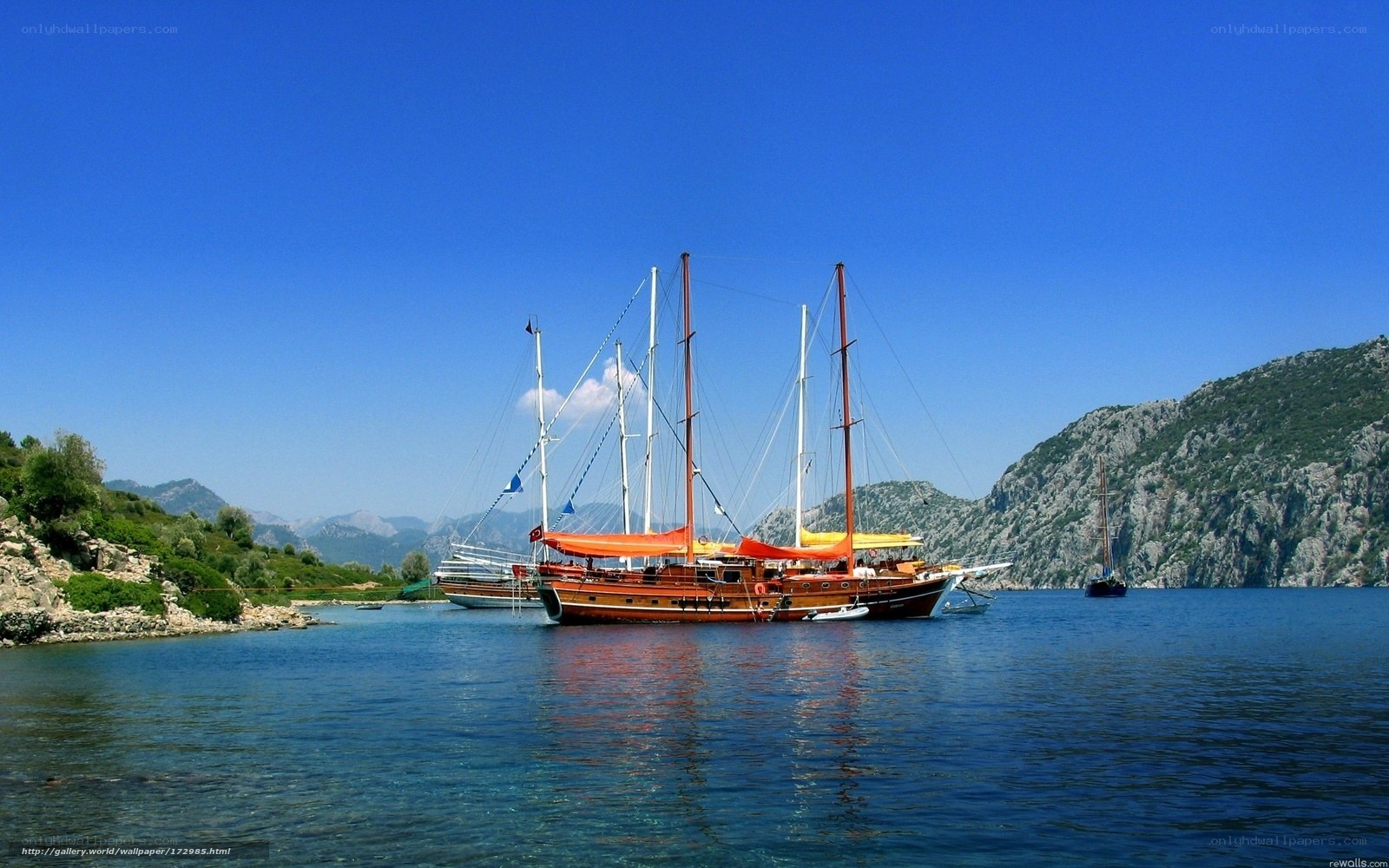 Sailboats in a coastal bay
