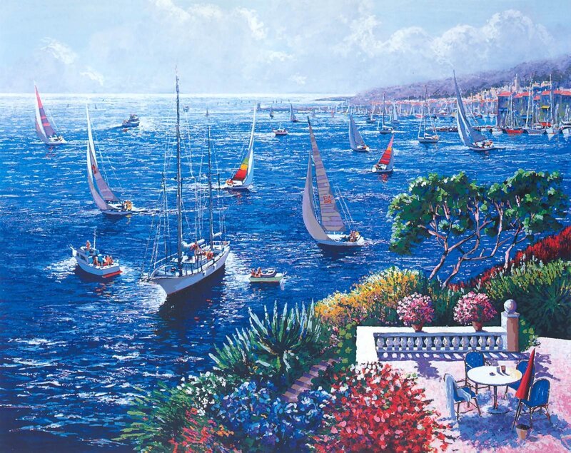 Sailboats in a coastal harbor
