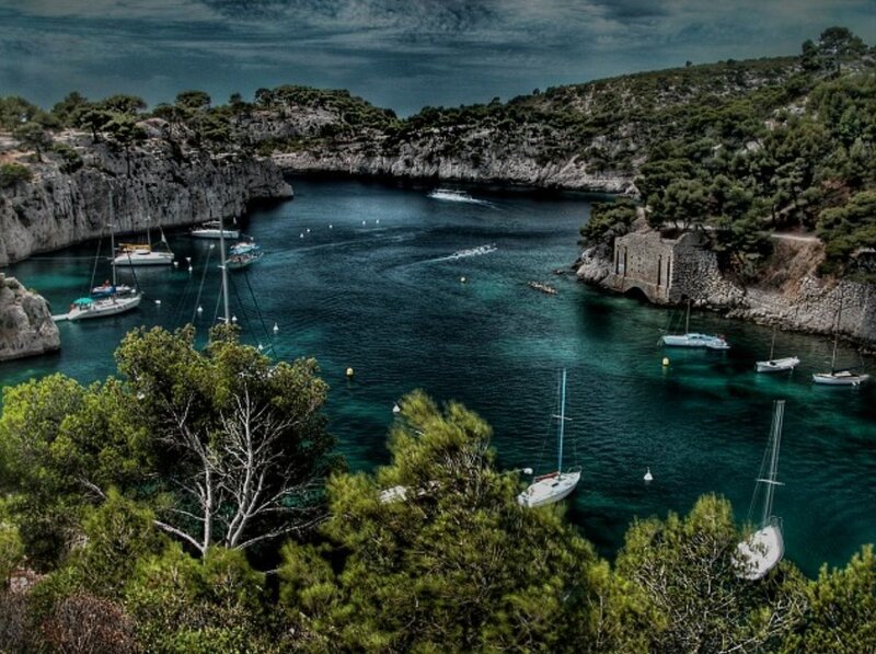 Sailboats in a Cove