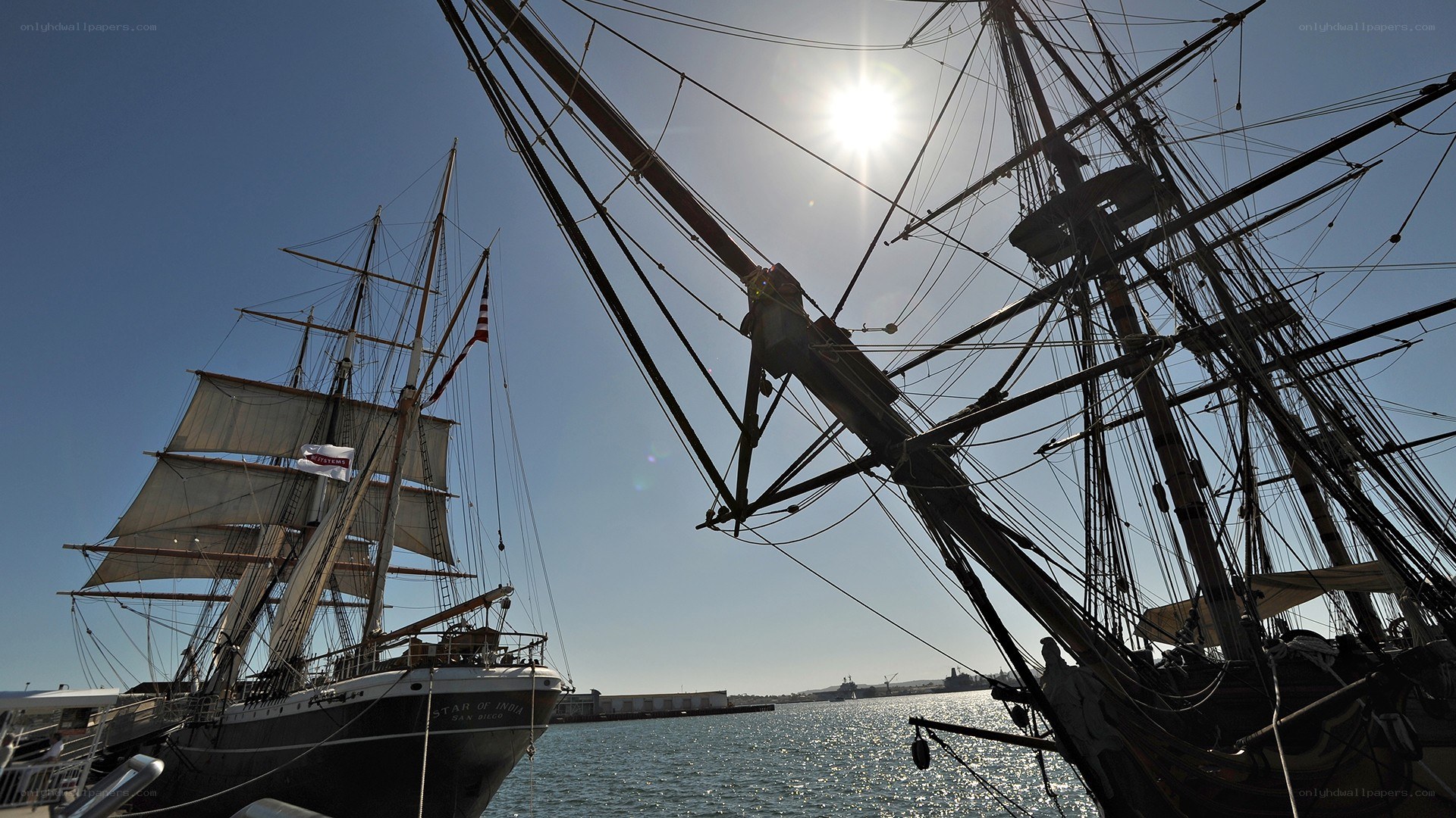 Sailboats in a harbor