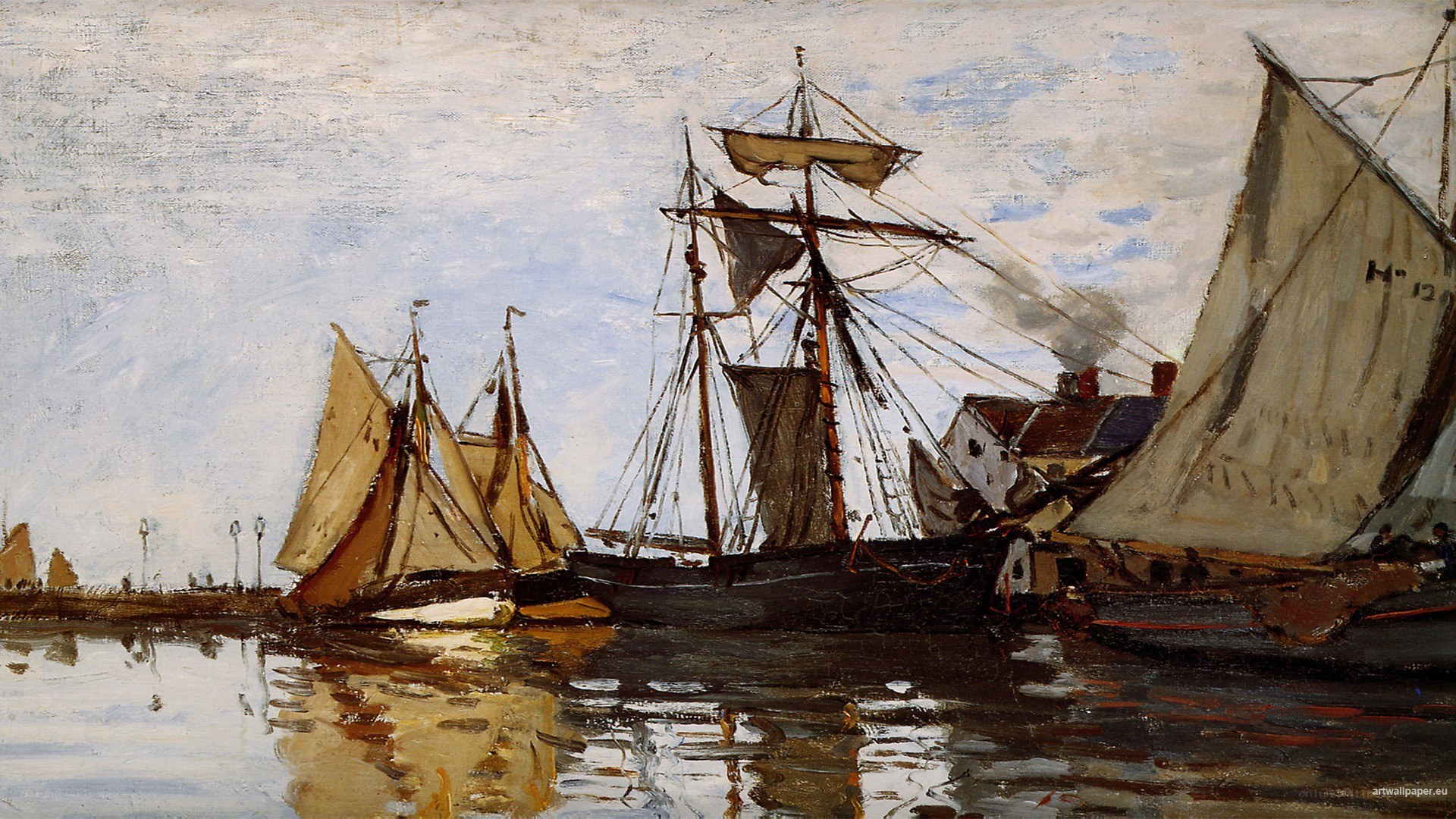 Sailboats in a harbor